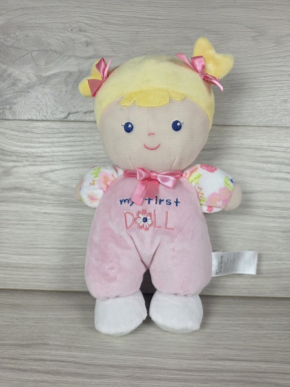 Baby Starters Plush My First Doll Pastel Pink Embroidered 11" SU47